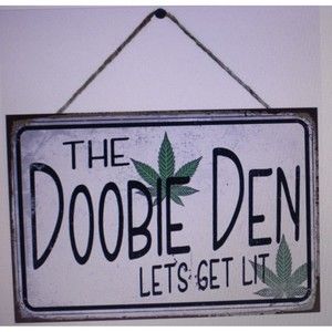 The Doobie Den Lets Get Lit Weed Wooden Sign Trippy Room Decor Gift Humor NIP